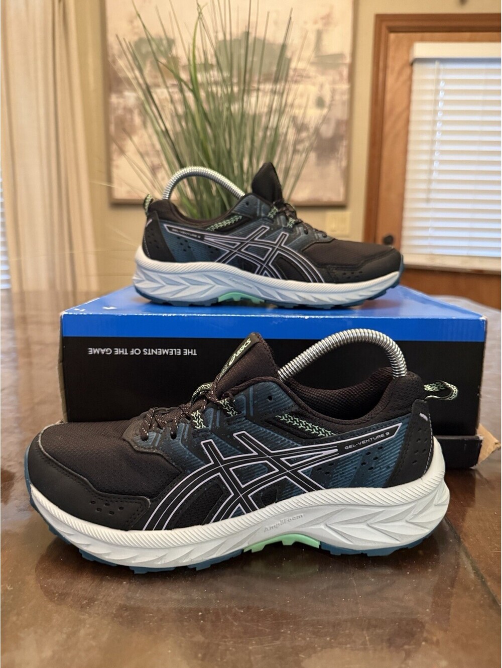 Asics Sneakers Women 8.5 Black Violet Gel-Venture 9 Trail Running Shoes 1012B313